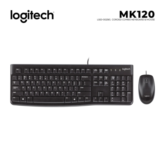 სურათი USB კლავიატურა მაუსი LOGITECH MK120 L920-002561 BLACK