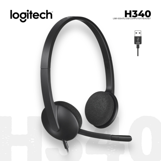 სურათი ყურსასმენი LOGITECH H340 L981-000475 USB 1.8M BLACK