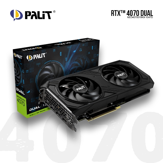 Picture of VIDEO CARD PALIT RTX 4070 DUAL NED4070019K9-1047D 12GB GDDR6X 192BIT