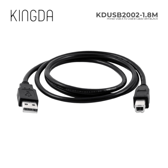 Picture of PRINTER CABLE KINGDA KDUSB2002-1.8M 1.8M BLACK USB A to USB B