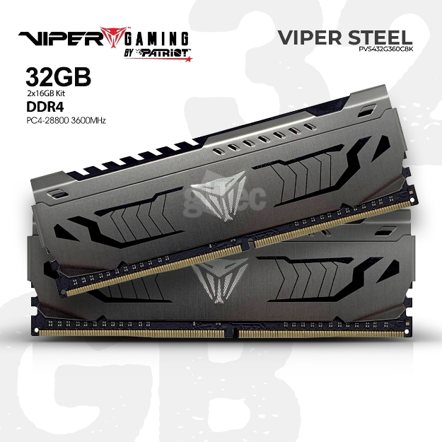 Picture of MEMORY PATRIOT VIPER STEEL PVS432G360C8K DDR4 32GB 3600Mhz