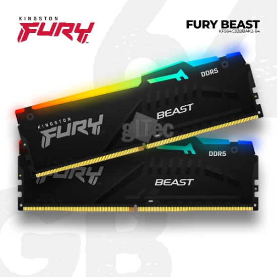 Picture of RAM Kingston Fury Beast RGB KF564C32BBAK2-64 64GB 6400MHz DDR5 BLACK