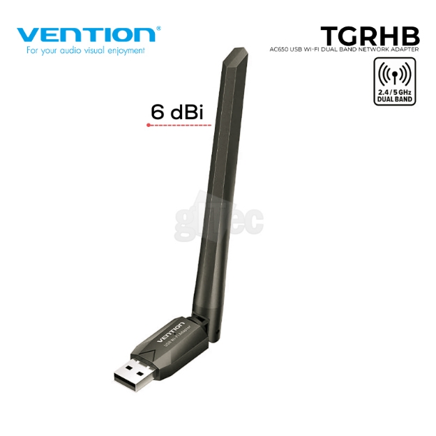 Picture of VENTION KDTB0 AC650 USB Wi-Fi Dual Band Network Adapter With High Gain Antenna