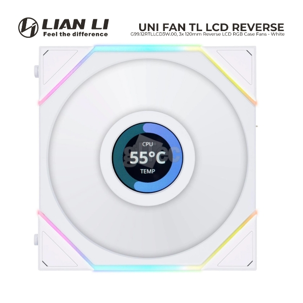 Picture of ქეისის ქულერი LIAN LI UNI FAN TL LCD Reverse G99.12RTLLCD3W.00 3-Pack White