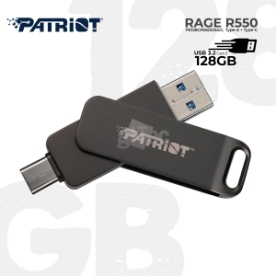 Picture of USB3.2 Type-A+C Flash Drive PATRIOT RAGE R550 PE128GR550DSAD 128GB BLACK