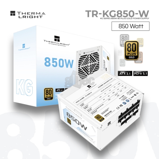 Picture of POWER SUPPLY THERMALRIGHT TR-KG850W 850W 80PLUS GOLD ATX3.1 PCI-E 5.1 WHITE