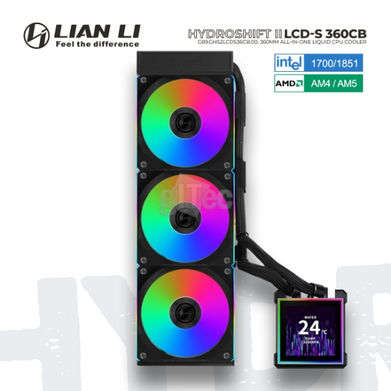 Picture of WATER COOLING SYSTEM LIAN LI HydroShift II LCD-S 360CB ARGB G89.GHS2LCDS36CB.00 BLACK