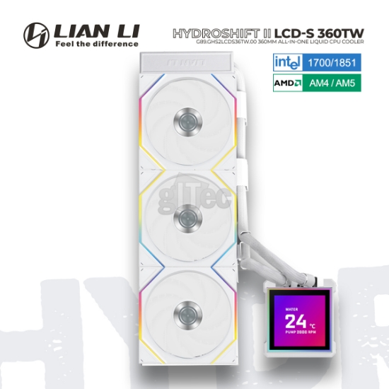 სურათი თხევადი გაგრილების სისტემა LIAN LI HydroShift II LCD-S 360TW ARGB G89.GHS2LCDS36TW.00 WHITE