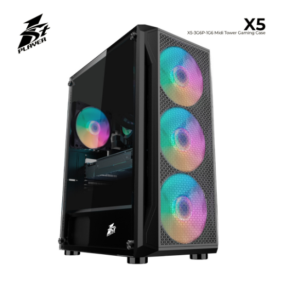 Picture of CASE 1STPLAYER X5 X5-BK-4F7 MIDI-TOWER BLACK