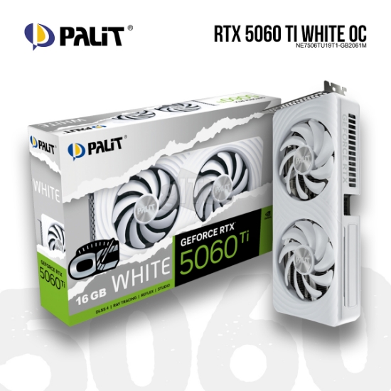 Picture of VIDEO CARD PALIT RTX 5060 Ti WHITE OC NE7506TU19T1-GB2061M 16GB GDDR7 128BIT