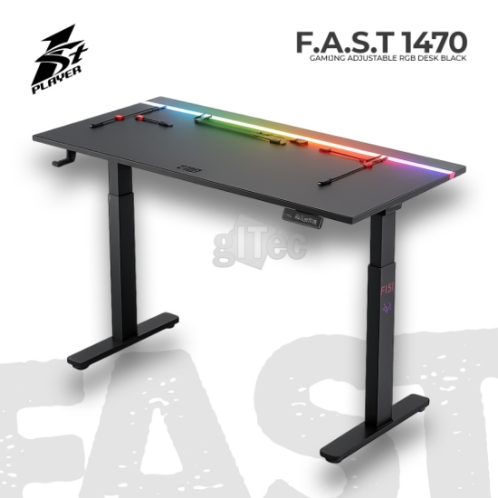 სურათი GAMING მაგიდა 1STPLAYER FAST 1470 RGB BLACK