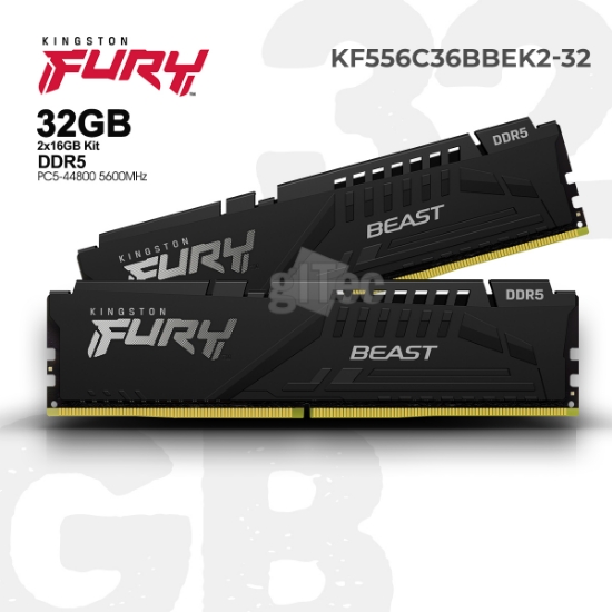 სურათი მეხსიერება Kingston Fury Beast KF556C36BBEK2-32 32GB 5600MHz DDR5 BLACK