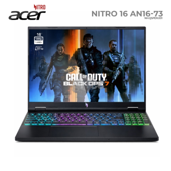 სურათი ნოუთბუქი ACER NITRO 16 AN16-73 NH.QSPER.001 16" IPS FHD+ 165HZ I5-14450HX RTX4060 16GB 512GB M.2 BLACK