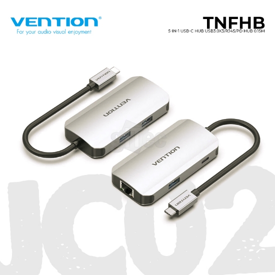 სურათი VENTION TNFHB 5-in-1 USB-C Hub USB3.0x3/RJ45/PD Hub 0.15M