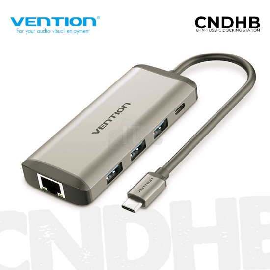 სურათი VENTION CNDHB 8-in-1 USB-C DOCKING STATION TYPE-C TO HDMI/USB3.0*3/RJ45/TF/SD/PD
