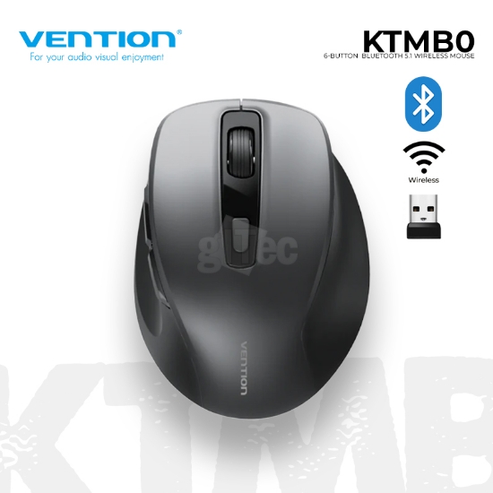 სურათი VENTION KTMB0 6-Button 2.4GHz + Bluetooth 5.1 Wireless Ergonomic Mouse