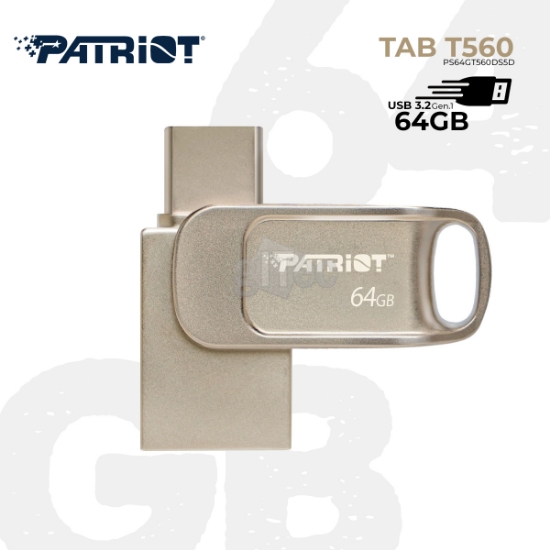 სურათი DUAL USB3.2 Gen1 Flash Drive PATRIOT TAB T560 PS64GT560DS5D