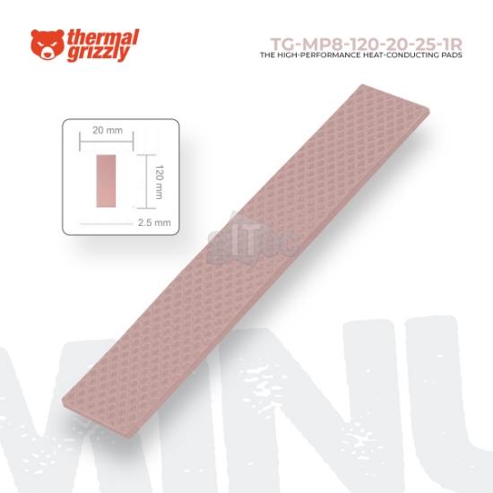 Picture of Thermal Pad Thermal Grizzly TG-MP8-120-20-25-1R Minus Pad 8 120x20x2.5 mm 1pcs