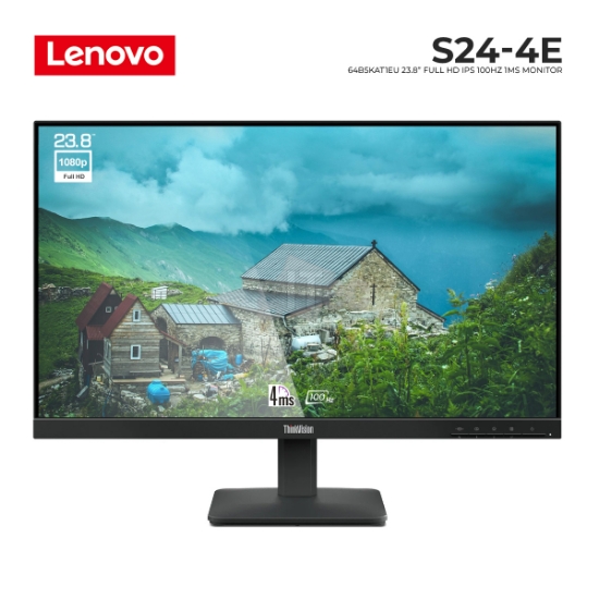 სურათი მონიტორი LENOVO ThinkVision S24-4e 64B5KAT1EU 23.8" IPS FHD 100Hz 4MS BLACK